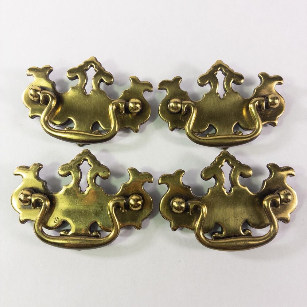 Set of 4 Brass Drawer Cabinet Pull Handle Hardware KBC 41417 w/ Screws